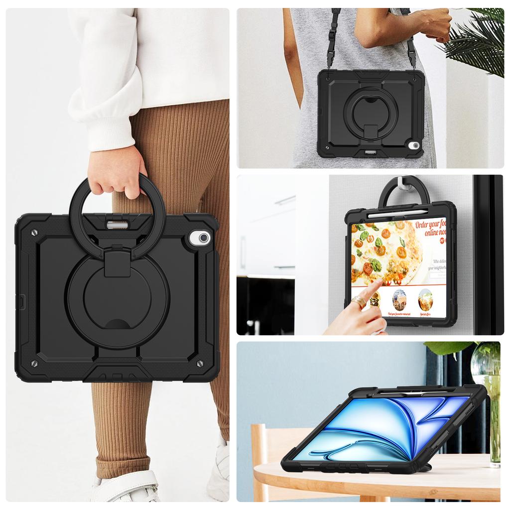 High Quality Luxury Shockproof Kids Silicone PC Tablet Case for iPad Air13 M2 2024 M3 A3268 2025 Case with Shoulder Strap