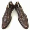 DAMY Leather Cap Toe Long Nose Shoes [Italy/40/25.0/Dark Brown] Handcrafted(USED)