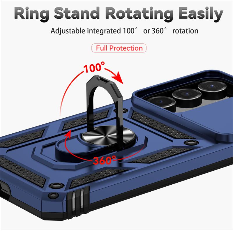 For Samsung Galaxy S25 FE 5G Case Slide Camera Lens Protect Armor Phone Case For Galaxy S 25 FE S25FE Magnetic Holder Ring Cover