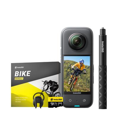 Insta360 Экшн-камера X3 с новым 48 МП IPX8 72 МП изображением, Active 4K 60 кадров в секунду, Horizon AI, голосовое управление, прямая трансляция и подводная веб-камера и SD-карта 64 ГБ