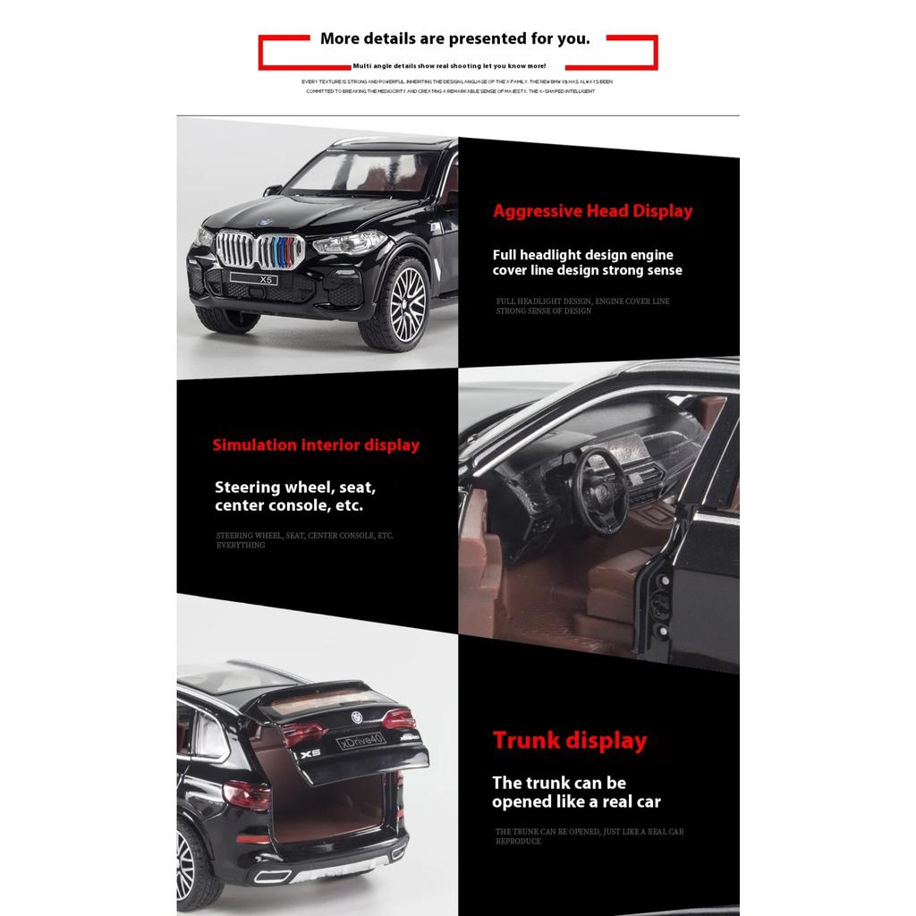 Игрушечная модель легкосплавного автомобиля BMW X5 в масштабе 1/32 со светом и звуком, идеальный подарок для детей, коллекционная гоночная реплика