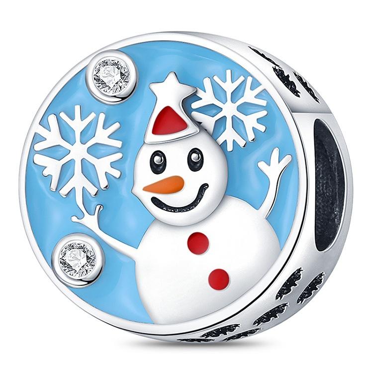 Christmas Snowman Pendant, Bracelet Necklace Accessories, White Copper Silver Plated