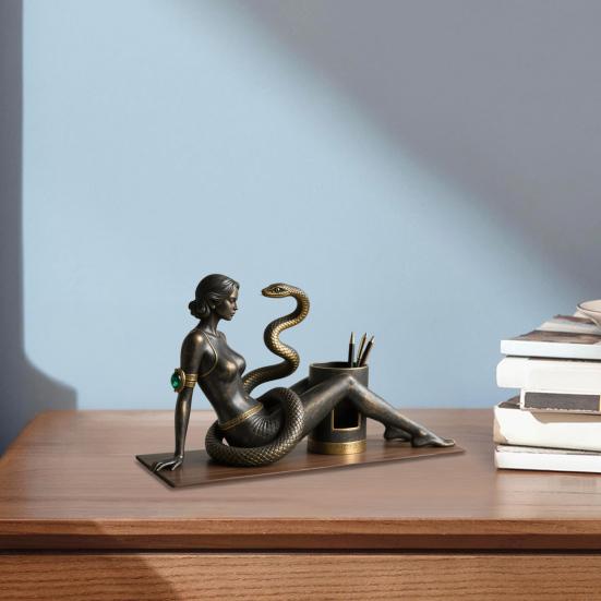 Подставка для ручек в виде змеи, ретро органайзер для стола, стакан для ручек, декоративная подставка для карандашей в виде сексуальной женщины для учебы, спальни, офиса