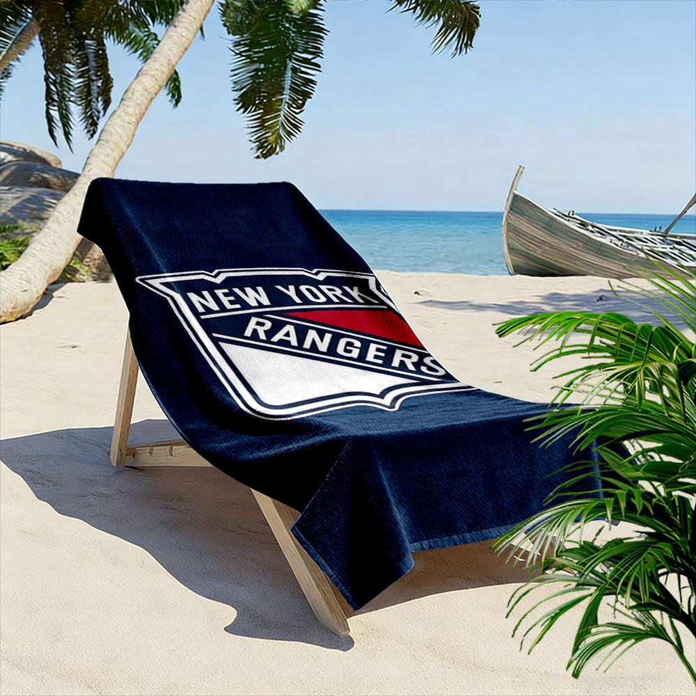 "New York Rangers Logo Blue Design" Patterned beach towel quick dry perfect for travel outdoor sports jogging the beach and swimming