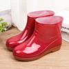 Women's Short Rain Boots with Cowhide Sole, Cotton Lined, Non-Slip, Warm and Protective.