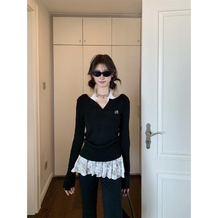 Женский свитер Sweet & Spicy Chic с вышивкой, утягивающий, черный, с длинными рукавами, для ранней осени