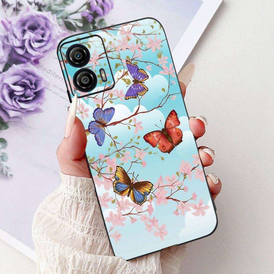 For Motorola Moto G53 G73 Elegant Floral Butterfly Phone Case For MOTO G53 G73 5G Soft Silicone TPU Cases
