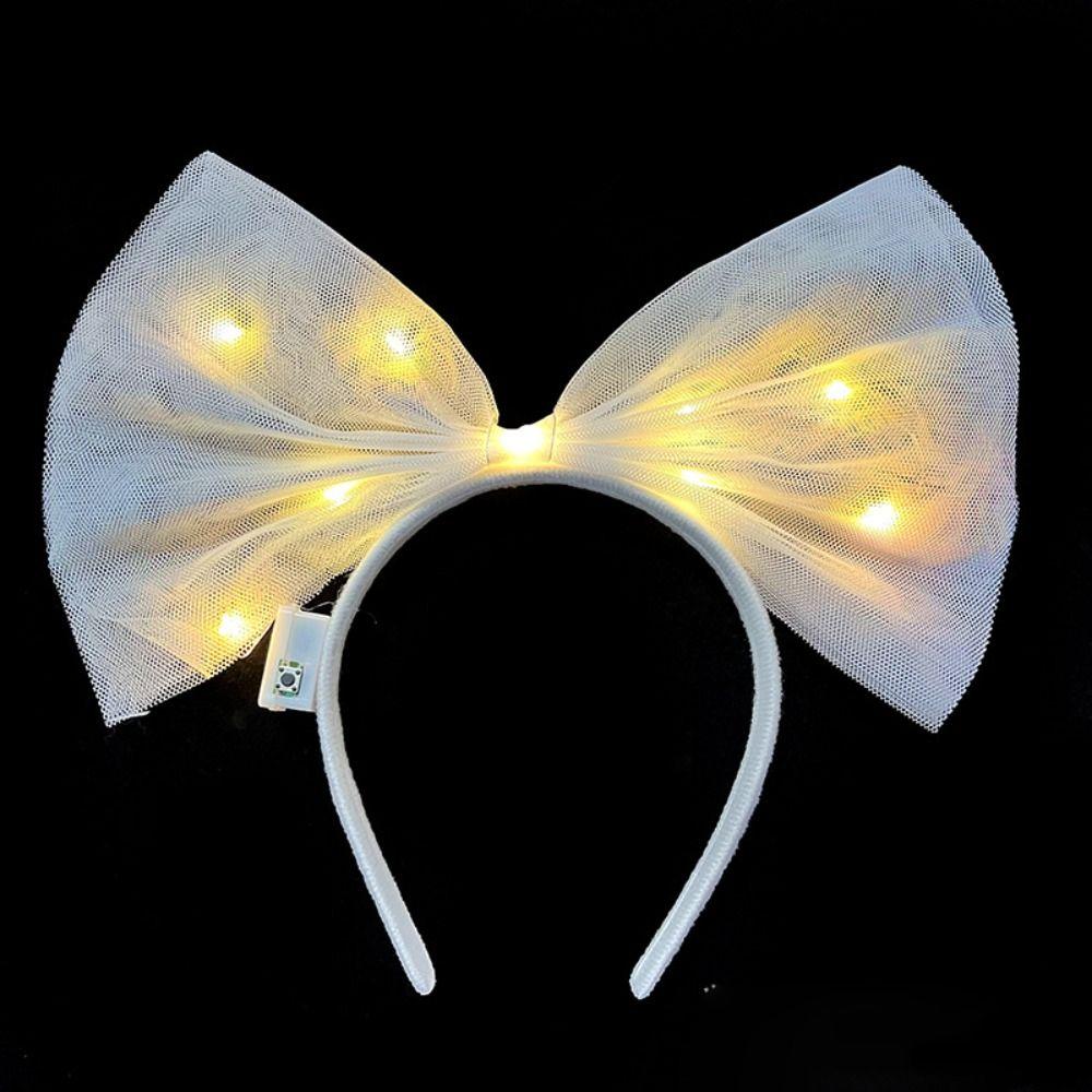 Светящаяся повязка на голову с бантом, новогоднее украшение, светодиодная повязка на голову с бантом, светодиодная игрушка