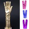 Womens 17 Inch Long Metallic Cosplay Gloves Wet Look Faux Leather Shiny Gloves Halloween Costume Cosplay Photo Props