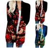Women's Fashion Casual Chirstmas Print Medium Length Cardigan Jacket Coat