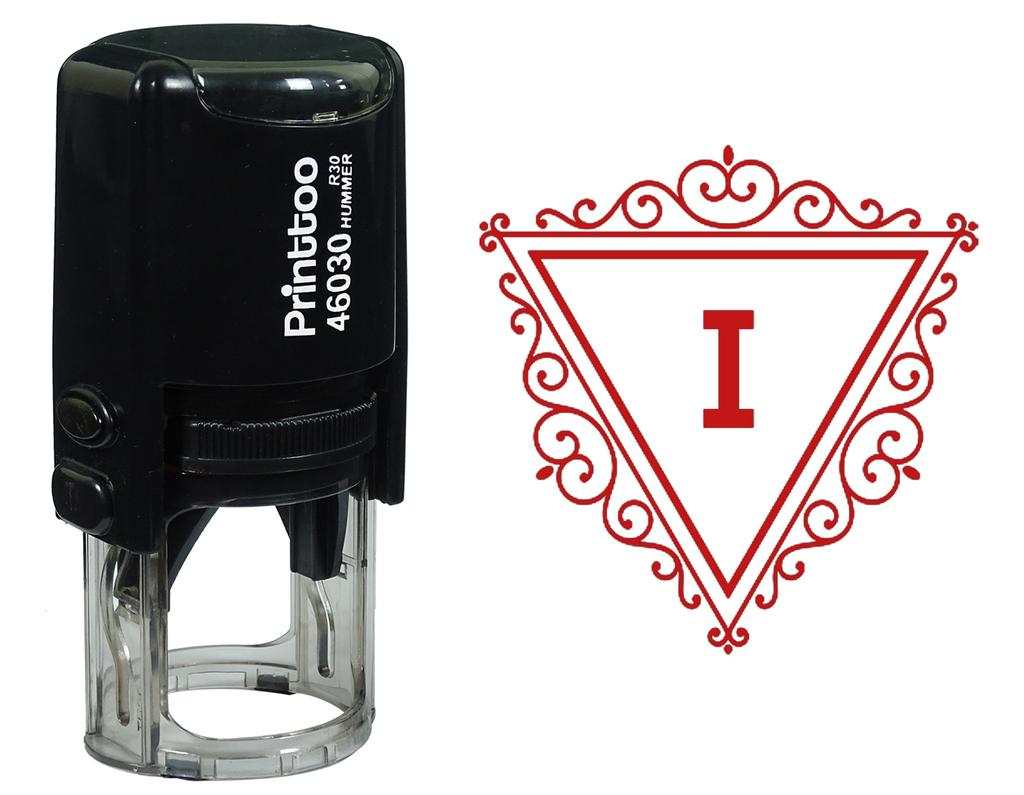 Printtoo I Alphabet Swirl Border Triangle Monogram Initial Self Inking Rubber Stamp Office