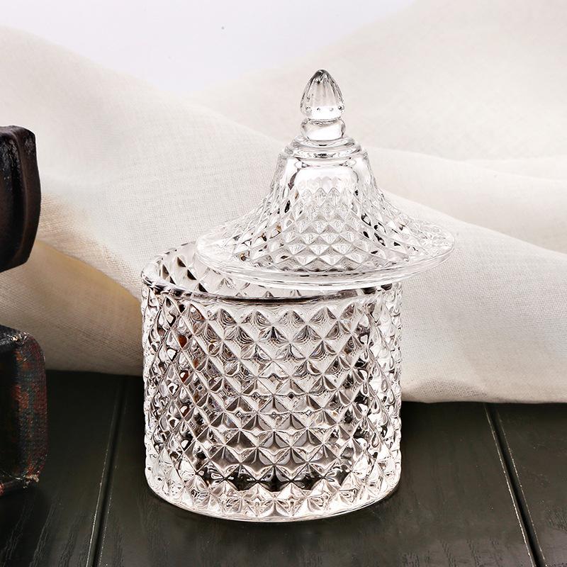 European Relief Glass Jar Candy Jar Coffee Jar Glass Storage Jar