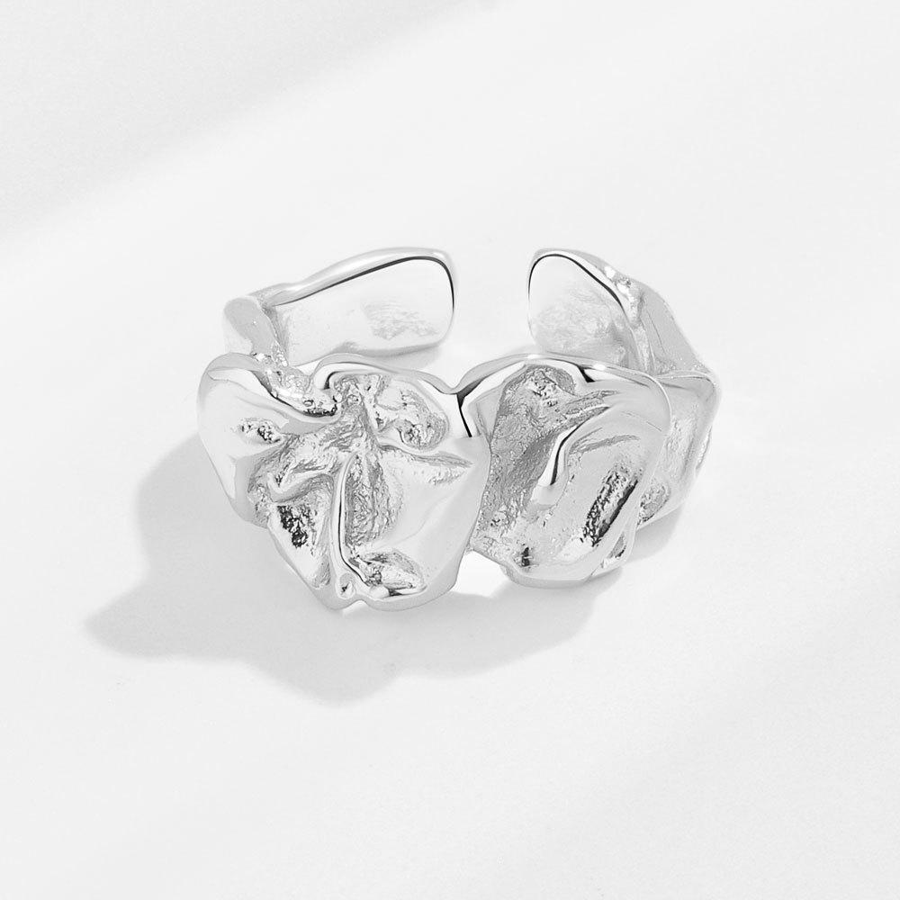 Geometric Glossy Concave Convex Shaped Ring Female Niche Design Personality High Sense Finger Ring Ins Cold Temperament Opening Index Finger Ring