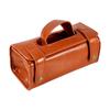 Fashion Men's Portable Cosmetic Pouch Brown PU Leather Shaving Brush & Razor Toiletry Bag