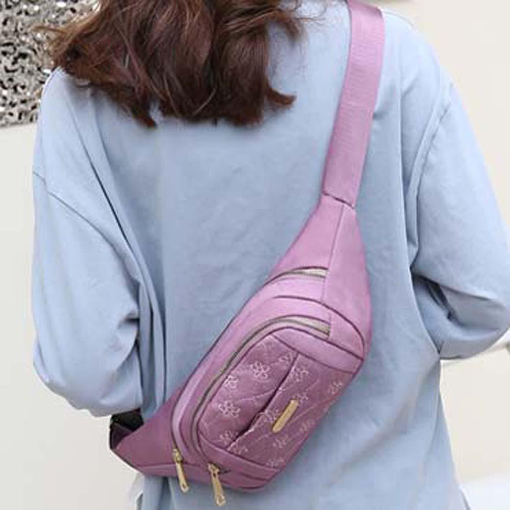 Waterproof Women Fanny Pack Large Capacity Outdoor Waist Bag Zipper Embroidery Bumbag Jogging