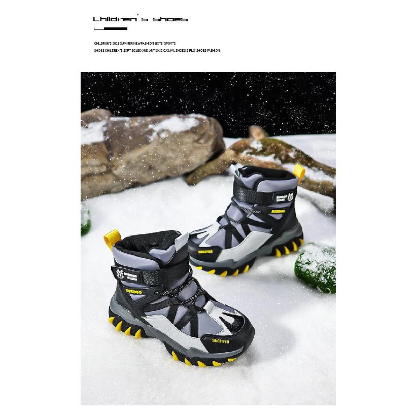 Winter Fashion High-top Sneakers for Children Warm Plush Snow Boots Child Waterproof Sneakers Boys Non-Slip Outdoor Boots 30-39