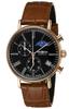 Часы Rome LZ120, Черный циферблат, Нержавеющая сталь, Кварцевые, Фаза Луны, 41 мм, Немецкие, Часы 7196-2, Мужские, Коричневые, Б/У