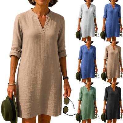 Повседневное и свободное элегантное платье с V-образным вырезом для женщин