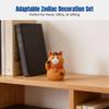 Horse Year Fortune Cat, Japanese Zakka Resin Decor, 12 Zodiac Miniature, New Year Desktop Decor