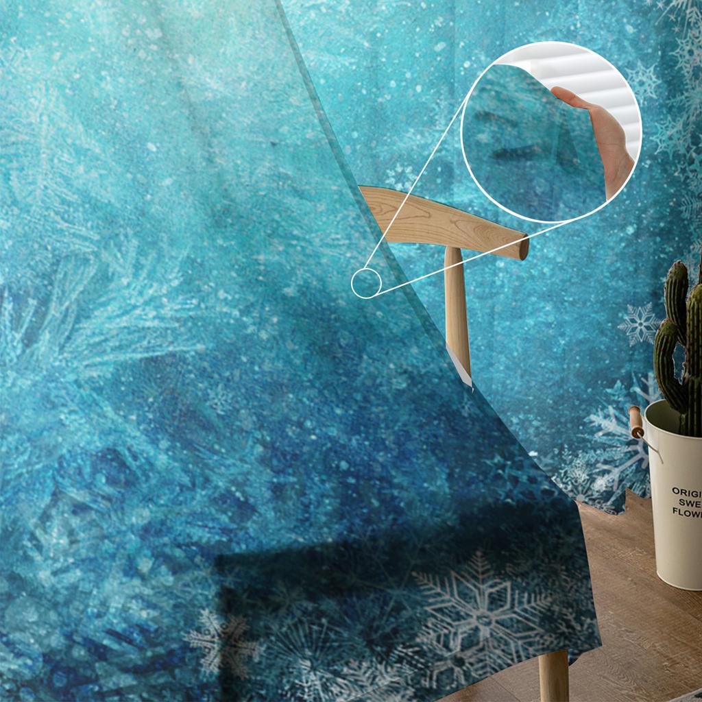 Снежинка синие зимние рождественские тюлевые оконные шторы для гостиной, прозрачная вуаль из органзы, занавеска для спальни, кухни, домашний декор, драпировка