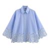 Kaslead New Arrival Women's Fashion Style Fashion Hollowed-out Embroider Poplin Shirt 2435806