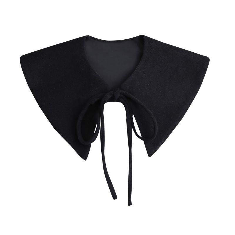 Women Girls Vintage Lolita False Fake Collar Shawl Sweet Ruffles Lace-Up Bow Decorative Necklace Choker Short Poncho