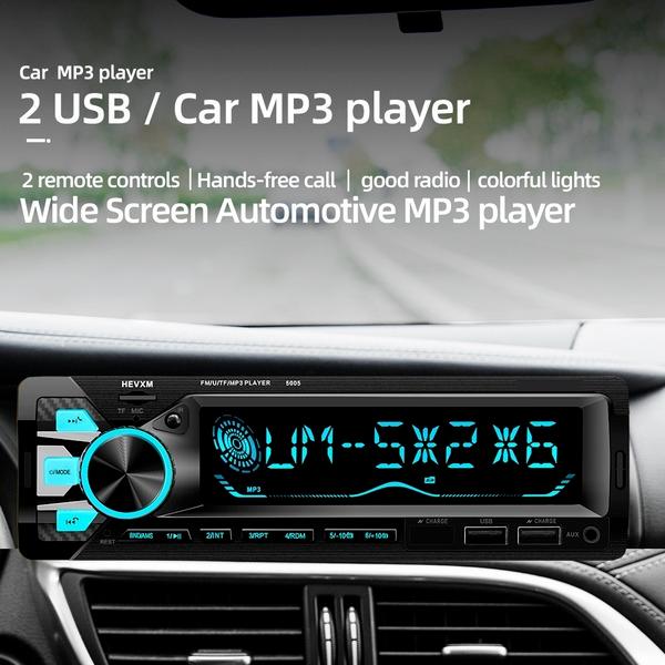 12V Многоцветная подсветка Bluetooth Автомобильный MP3-плеер Радио, Форматы MP3/WMA/WAV ,Поддержка быстрой зарядки/ Двойной USB/AUX/FM/TF-карта Радио