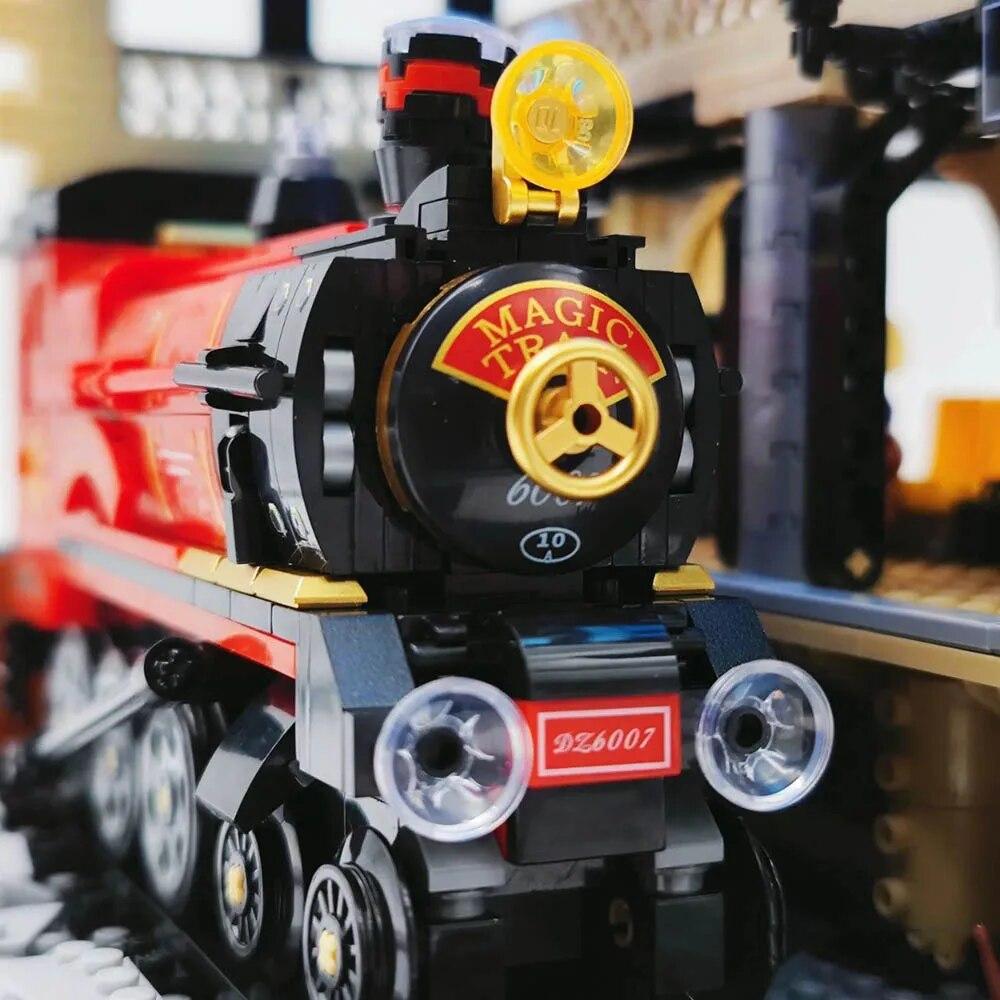 1308PCS Creative Magic Railway Station Building Blocks MOC City Street View Train Educational Toys Gifts For Kids Children