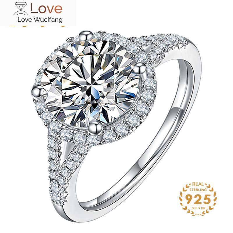 Classic Silver Moissanite Ring For Charm Lady With 1ct 6.5mm Real Moissanite Gemstones Entanglement Wedding Gift