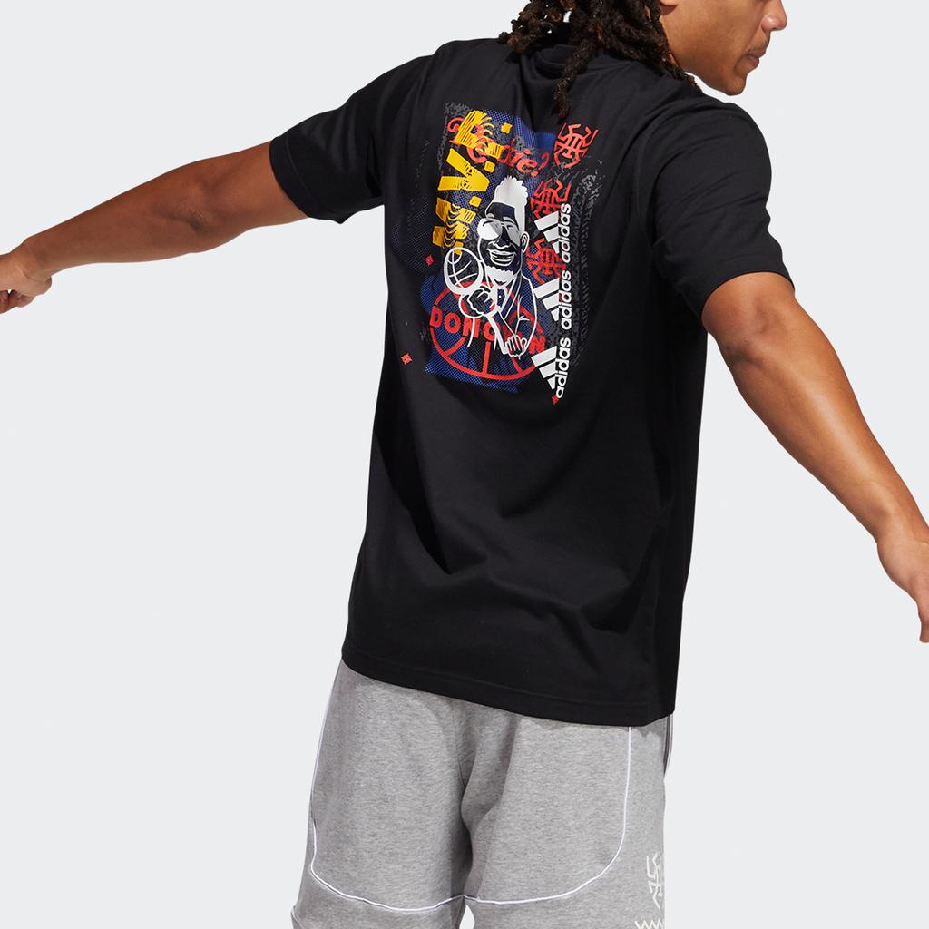Adidas Don Issue #1 Футболка с круглым вырезом и короткими рукавами с принтом приключений, мужские топы, черные GP3437