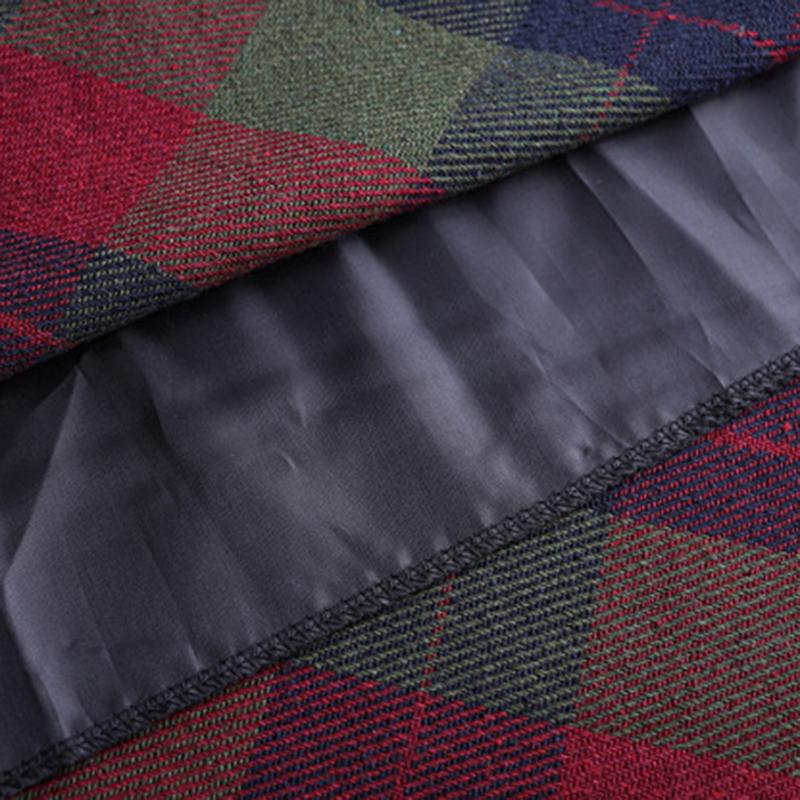 Длинная юбка Женская осенняя шерстяная полуюбка А-силуэта Юбка с большим подолом Винтажная клетчатая длинная юбка