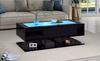 100*50*35cm Coffee Table, High Gloss Sofa Table, Living Room Table with Drawers, Coffee Table with LED Light, Glass Top, Black