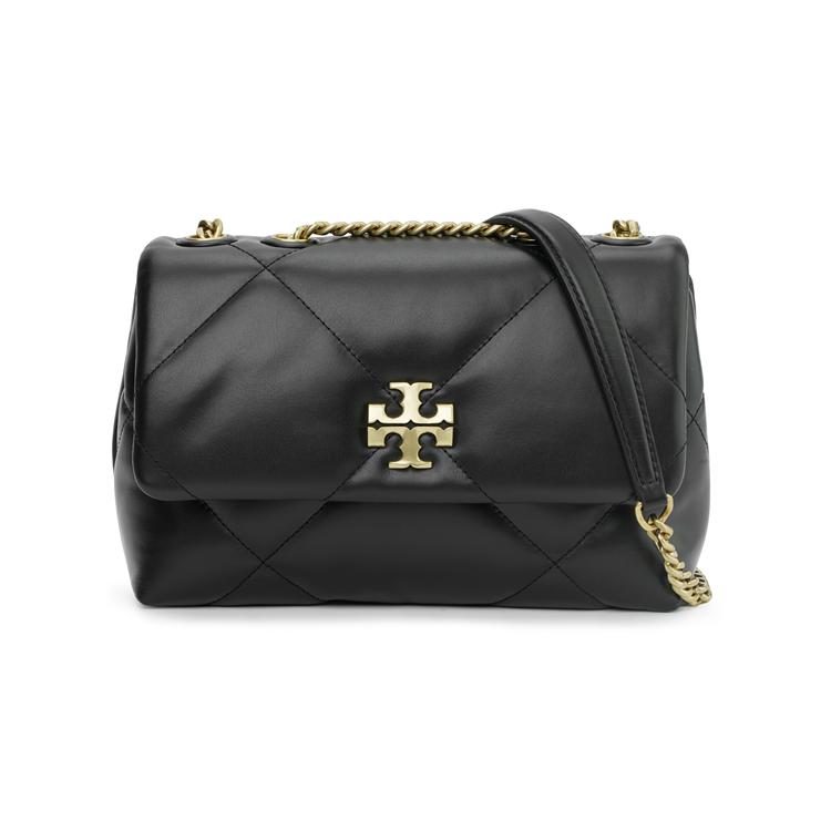 Tory Burch Kira Diamond Стеганая Сумка-кроссбоди на клапане с магнитной застежкой Кожаная Маленькая Женская сумка Черный 154706-001