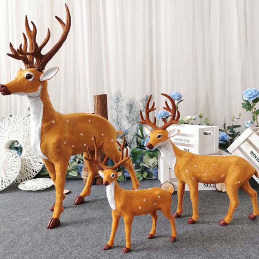 Cartoon Craft Desktop Model Elk  Xmas Miniature Figurine Christmas Decoration Simulation Deer Reindeer Ornament