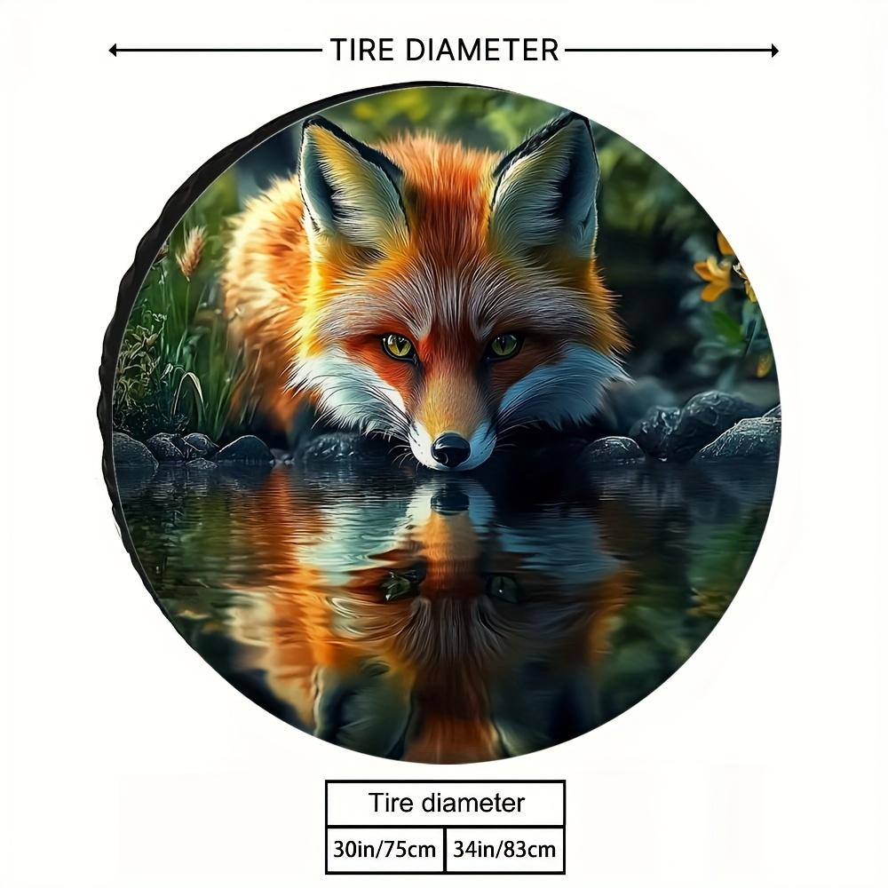 1pc Fox Lake Fabric Tire Cover, Reflective Hub Protector, Suitable For Cars, Suvs, Trucks - Easy To Carry, No Electricity Needed