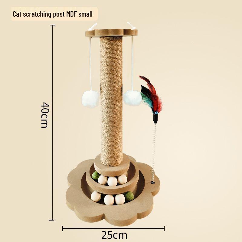 Premium Solid Wood Cat Scratching Post with Durable Sisal - Non-Shedding Cat Toy and Tree
