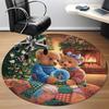 1pc Teddy Bears Christmas Chair Carpet for Office, Indoor Non Slip Washable Polyester Fiber Carpet,