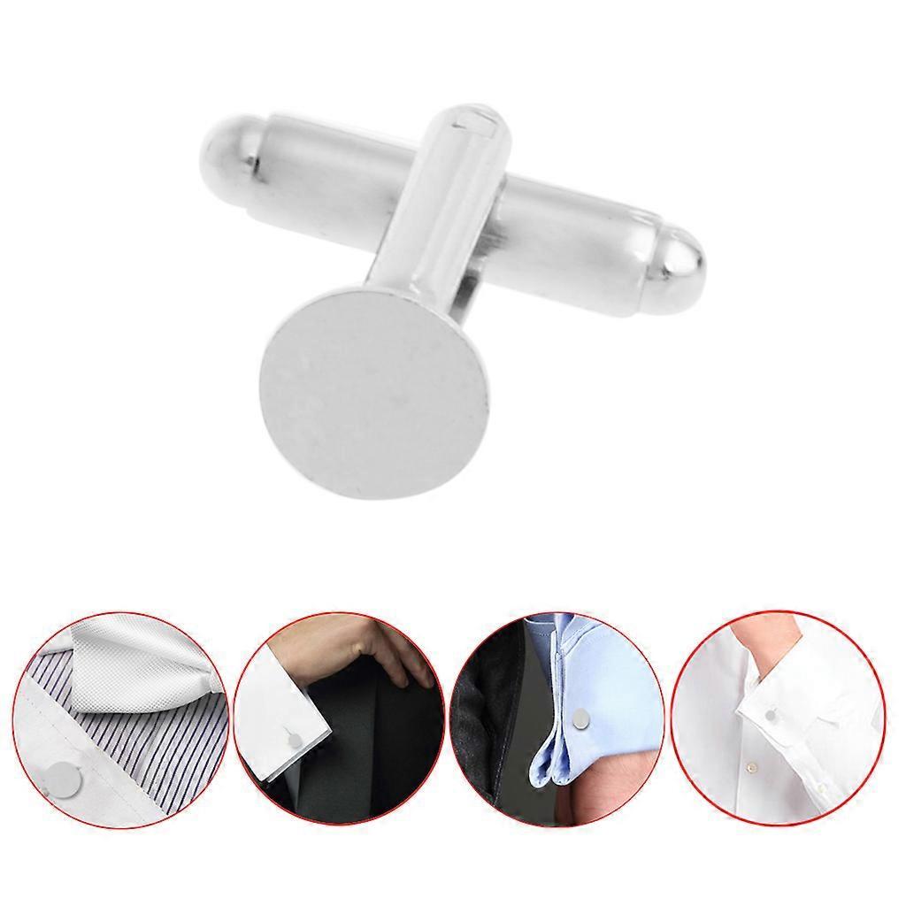 Piercing Classic 10 Pcs Men's Cufflinks Cuff Link Silver Tone Backs Blanks 0.31"
