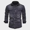 Men's 2024 Korean Style Casual Denim Shirt - Long Sleeve, Lightweight, Solid Color, Perfect for Spring and Autumn