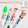 8/12 шт. Рождественские снеговики, олени, 6-цветные шариковые ручки 0,7 мм, выдвижные, канцелярские товары, студенческая вечеринка, мультяшные подарки, офисные принадлежности, выпускной, обратно в школу