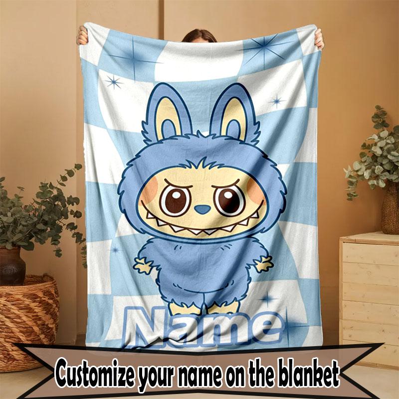 Custom Name Personalized Labubu Print Blanket, Home Decor, Bedroom, Sofa, Camping, Couch, Gifts for Birthday Christmas