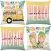 New Spring and Summer Cute Pillowcase Linen Print Festival Home Living Room Sofa Decoration Pillow Cushion Cover