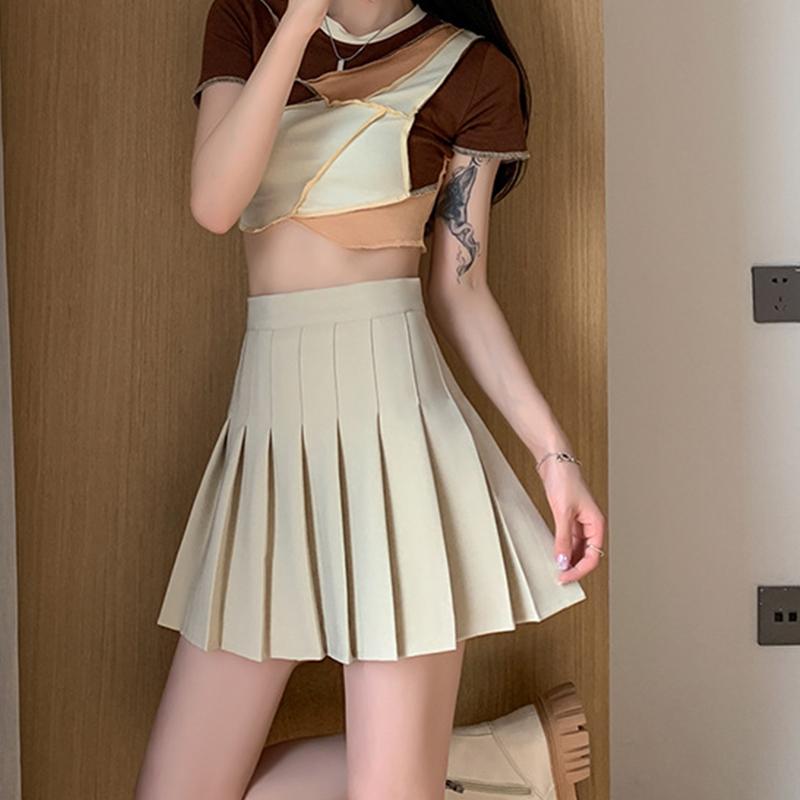 Осенне-зимняя женская плиссированная юбка, белая короткая юбка, тонкая клетчатая юбка трапециевидной формы в японскую клетку с высокой талией