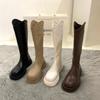 Fashion Black Khaki Autumn Women Boots Fashion Platform Thick Heel Knee High Zipper Long Boots Women's Square Heel Solid Color Slim Boot
