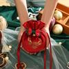 Christmas Red Velvet Drawstring Bag Christmas Candy Gift Packaging Bag Cartoon Christmas Elk Jewelry Gift Storage Bag