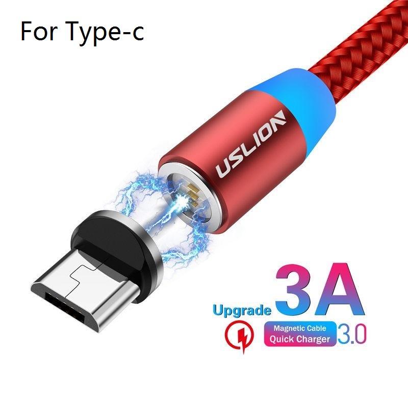 USLION 3A Магнитный USB-кабель для iPhone Кабель Micro USB Type C Магнитное зарядное устройство для быстрой зарядки Кабель Micro USB