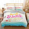 Beach Starfish Duvet Cover Set Queen Blue Cute Ocean Creatures Bedding Set Sea Shells Starfish Print Tropical Comforter Cover