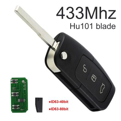 Откидной дистанционный брелок с 3 кнопками, 433 МГц, подходит для Ford Focus Mondeo Fiesta S Max