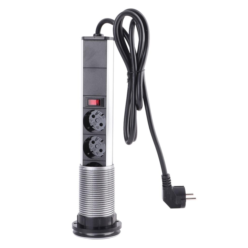 Выдвижная розетка с 3 вилками европейского стандарта и USB-розеткой из алюминиевого сплава, встроенной в столешницу, розеткой переменного тока