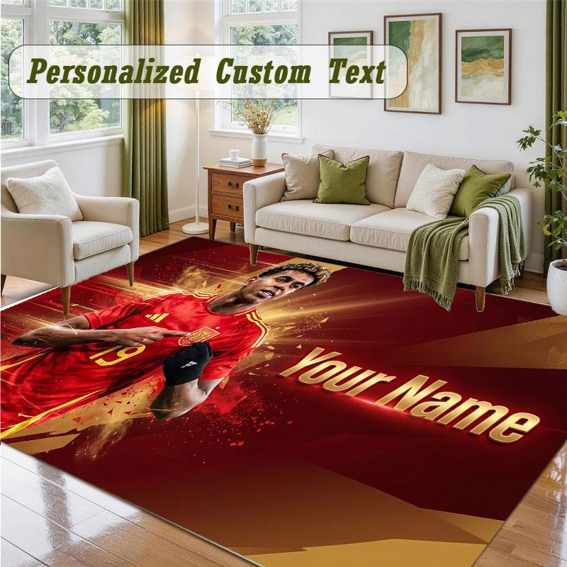 Crystal Velvet Square Rug Custom NameLamine Yamal Pattern Non Slip Home Floor Decor Rug